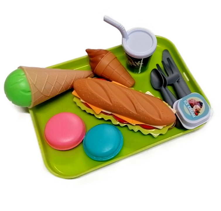 13 darabos büfé játék szett tálcával és evőeszközökkel (BBMJ) (1)