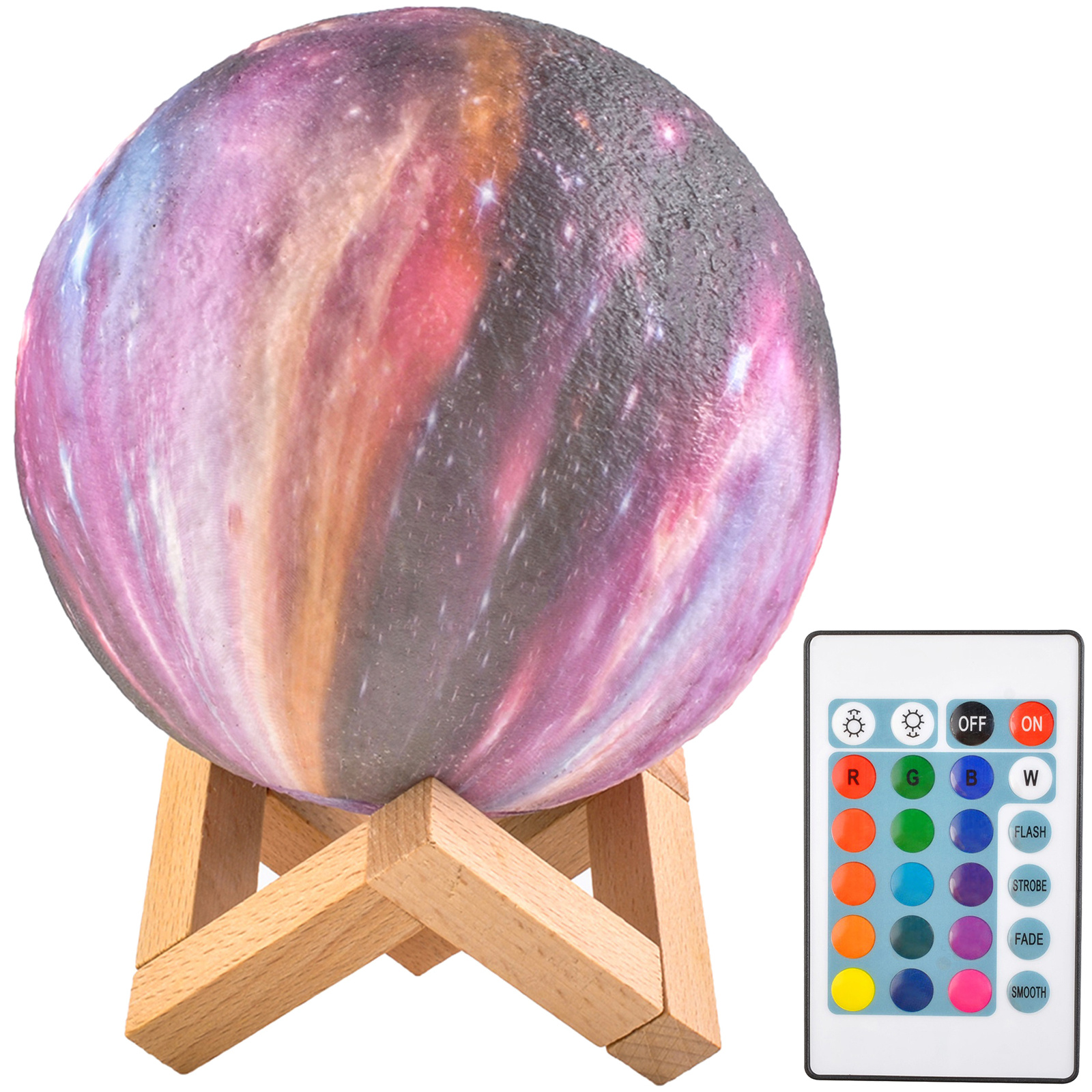 3D LED-es hangulat lámpa – Hold alakú éjjeli fény stílusos fa talppal -16 különböző színben és 4 világítási móddal (BB-9510) (8)