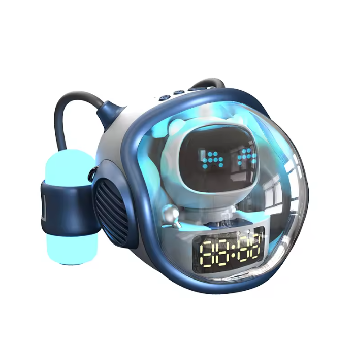 4M60 Intelligens Space Astronauta vezeték nélküli akkumulátoros hangszó ébresztőóra RGB lámpával (BBD) 4