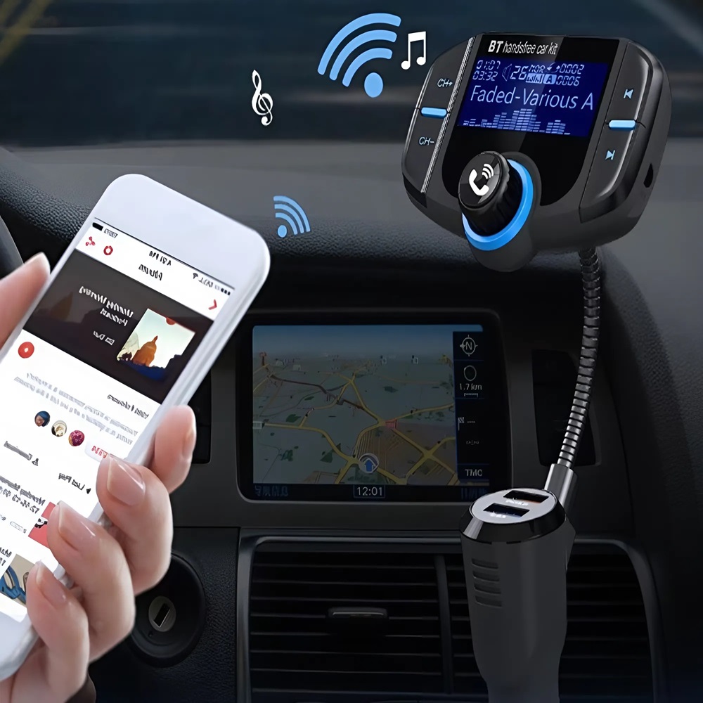 Bluetooth autós FM transzmitter BT70 – kihangosító és MP3 zenelejátszó, 2x USB töltővel és Micro SD támogatással 3
