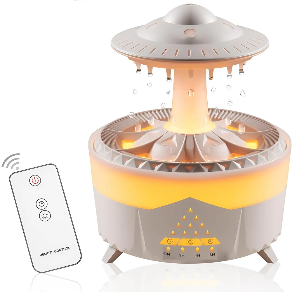 Esőcsepp mushroom design aromaterápiás diffúzor – 350 ml-es ultrahangos illóolaj párásító távirányítóval (THM) 7