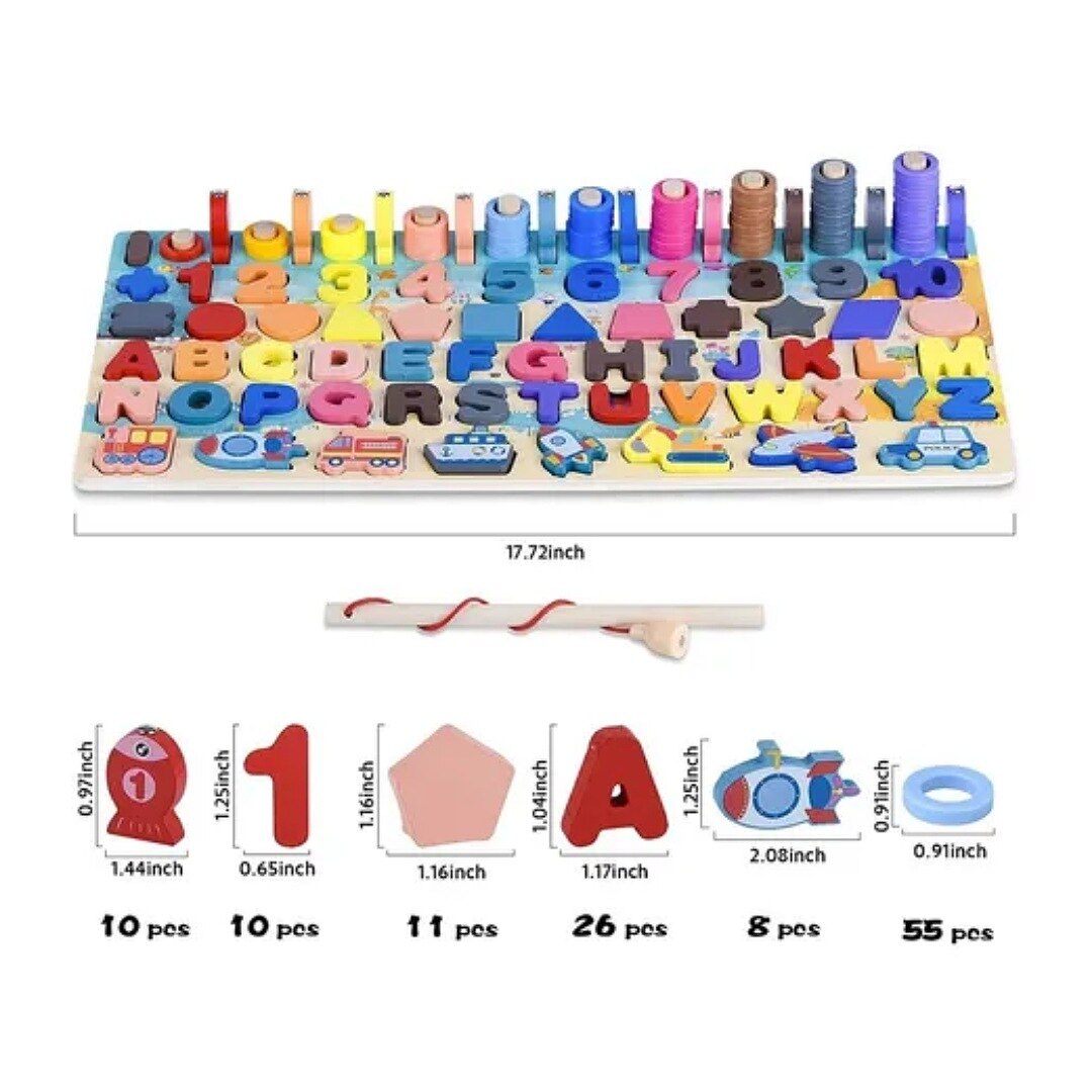 Fából készült montessori logaritmikus oktató tábla – koordináció és a motoros készség fejlesztő játék 14