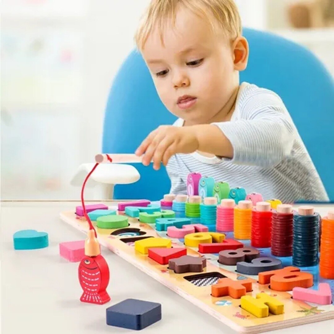 Fából készült montessori logaritmikus oktató tábla – koordináció és a motoros készség fejlesztő játék 15