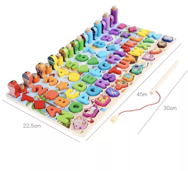 Fából készült montessori logaritmikus oktató tábla – koordináció és a motoros készség fejlesztő játék 7