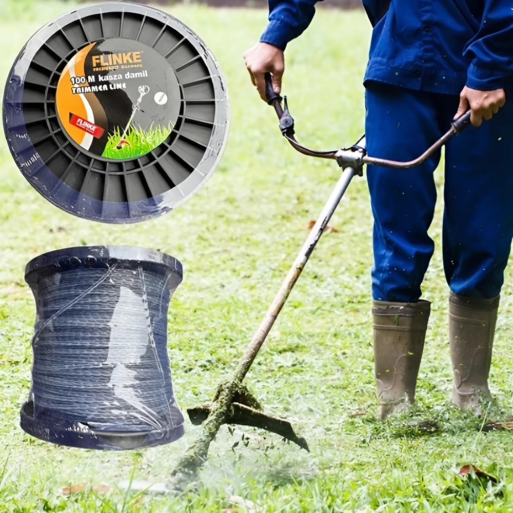Flinke_100m_es_csavart_damil_fűkaszához_3,0_mm_vastagság,_tartós_és_erős