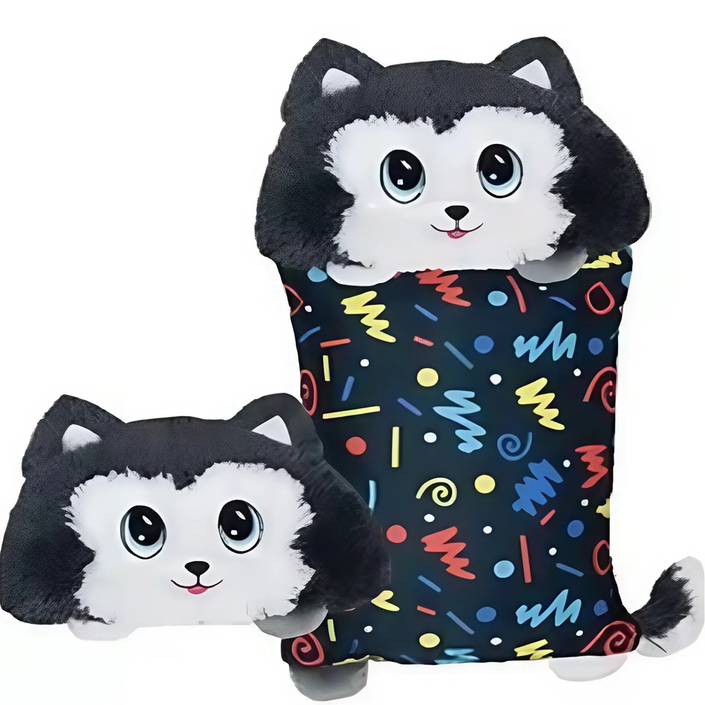 Fluffaluff husky pets ultra puha szunyókáló plüss párna – tökéletes ölelhető alvópárna gyermekeknek (BBM) 4