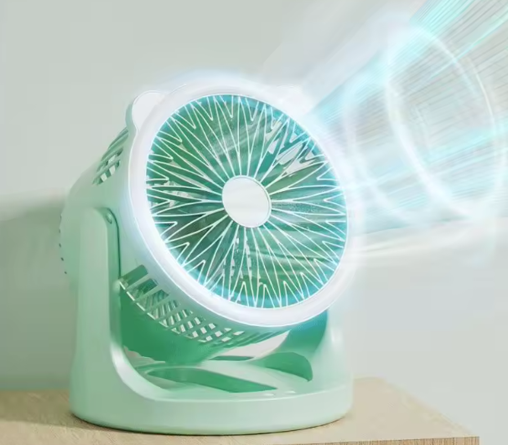 Hordozható mini újratölthető asztali ventilátor praktikus LED lámpával (BBJH)4