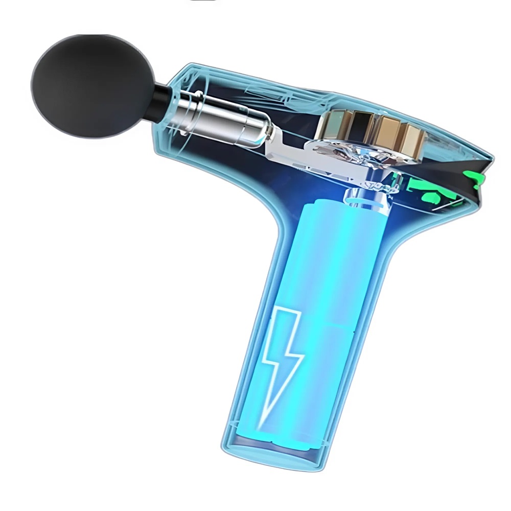 Intenzív kézi akkumulátoros izommasszírozó – 8 sebességfokozat és 5 darab masszázsfejjel a fájdalom enyhítésére