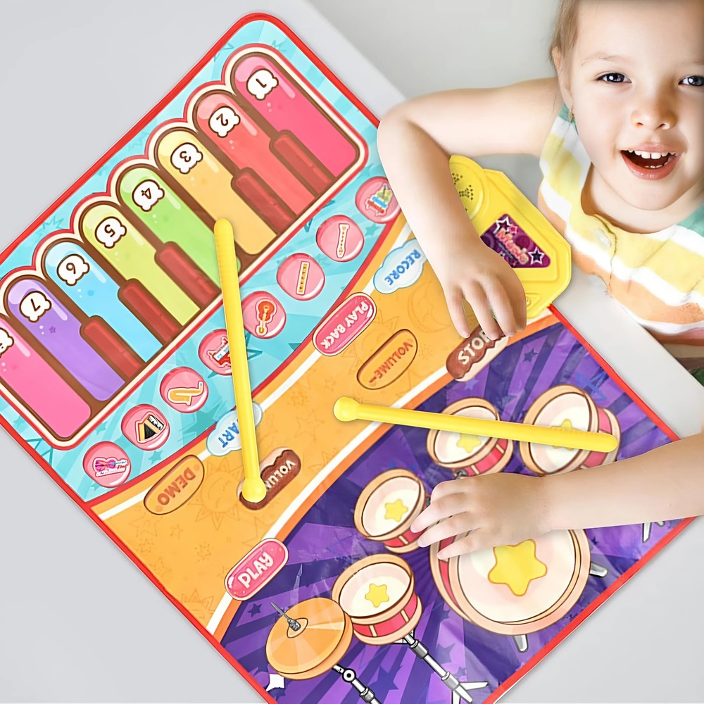 Interaktív zongoradob játszószőnyeg – 2 az 1-ben szórakoztató zenei élmény a gyerekeknek 6