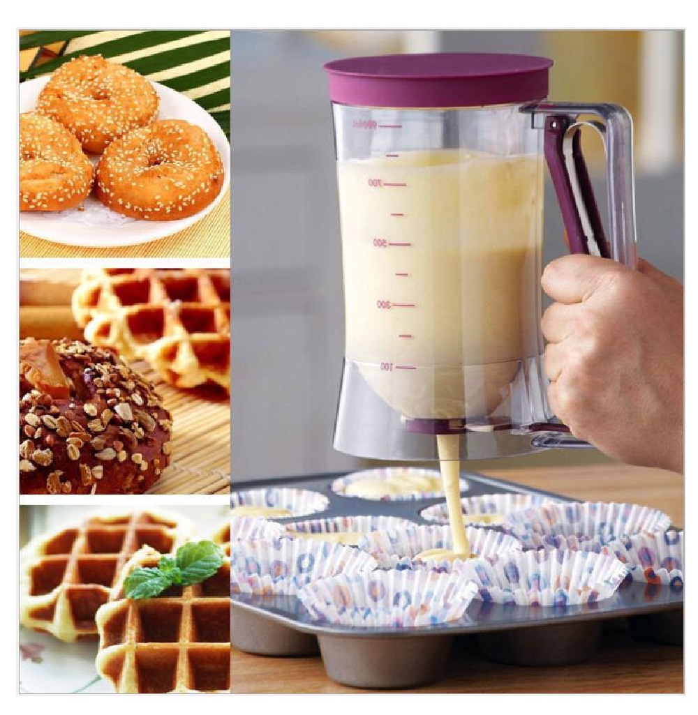 Kézi tészta adagoló gép, 900ml – gofrihoz, muffinhoz, palacsintákhoz, süteményekhez