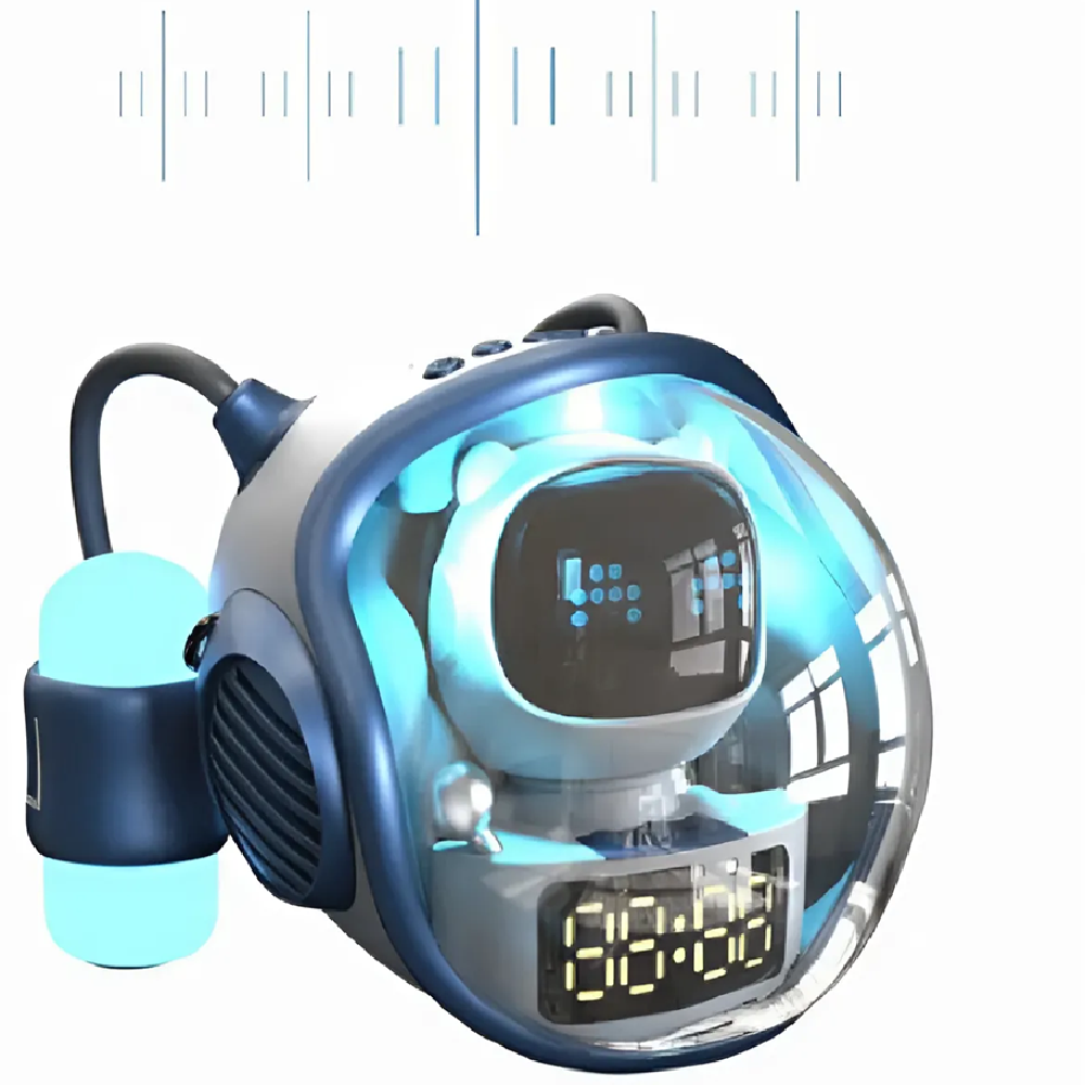 M60 Intelligens Space Astronauta vezeték nélküli akkumulátoros hangszó ébresztőóra RGB lámpával (BBD) 2