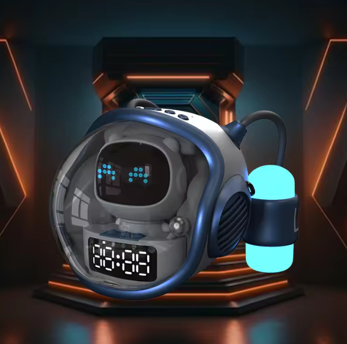 M60 Intelligens Space Astronauta vezeték nélküli akkumulátoros hangszó ébresztőóra RGB lámpával (BBD) 4