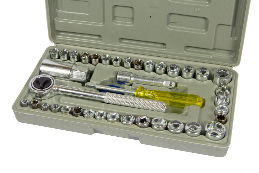 Professzionális, 40 db-os racsnis kulcs készlet műanyag szerszámos ládában (1)