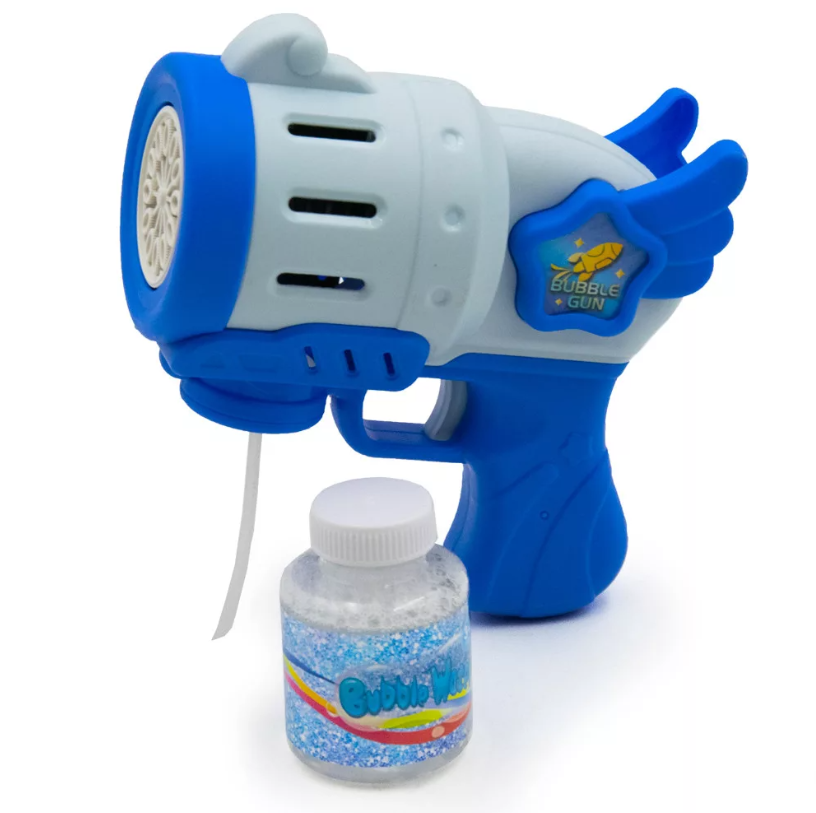 Szárnyakkal díszített kék színű autómata buborékfújó pisztoly (BBJ) 1