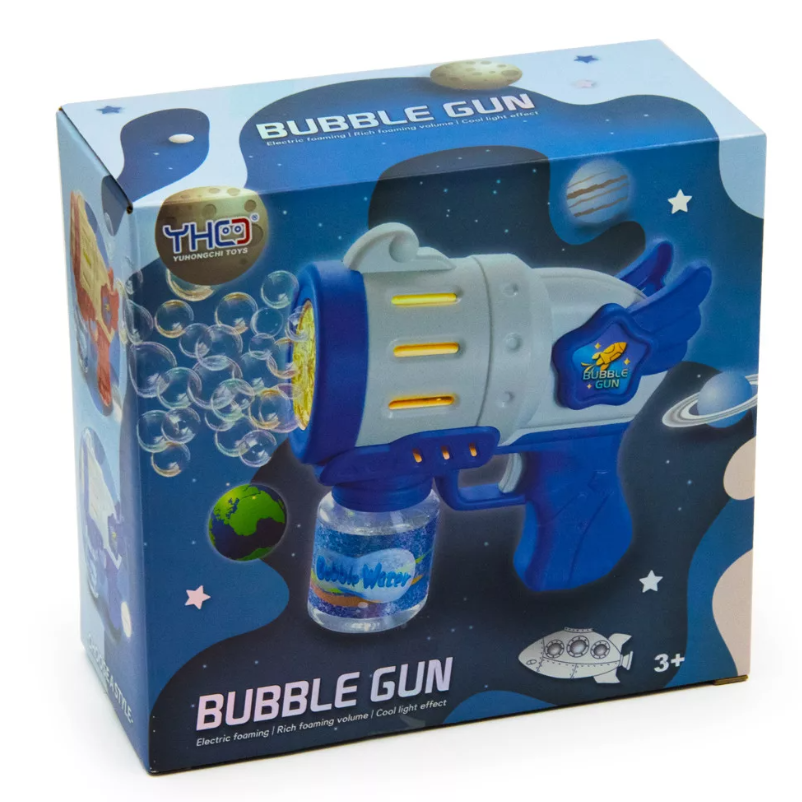 Szárnyakkal díszített kék színű autómata buborékfújó pisztoly (BBJ) 3
