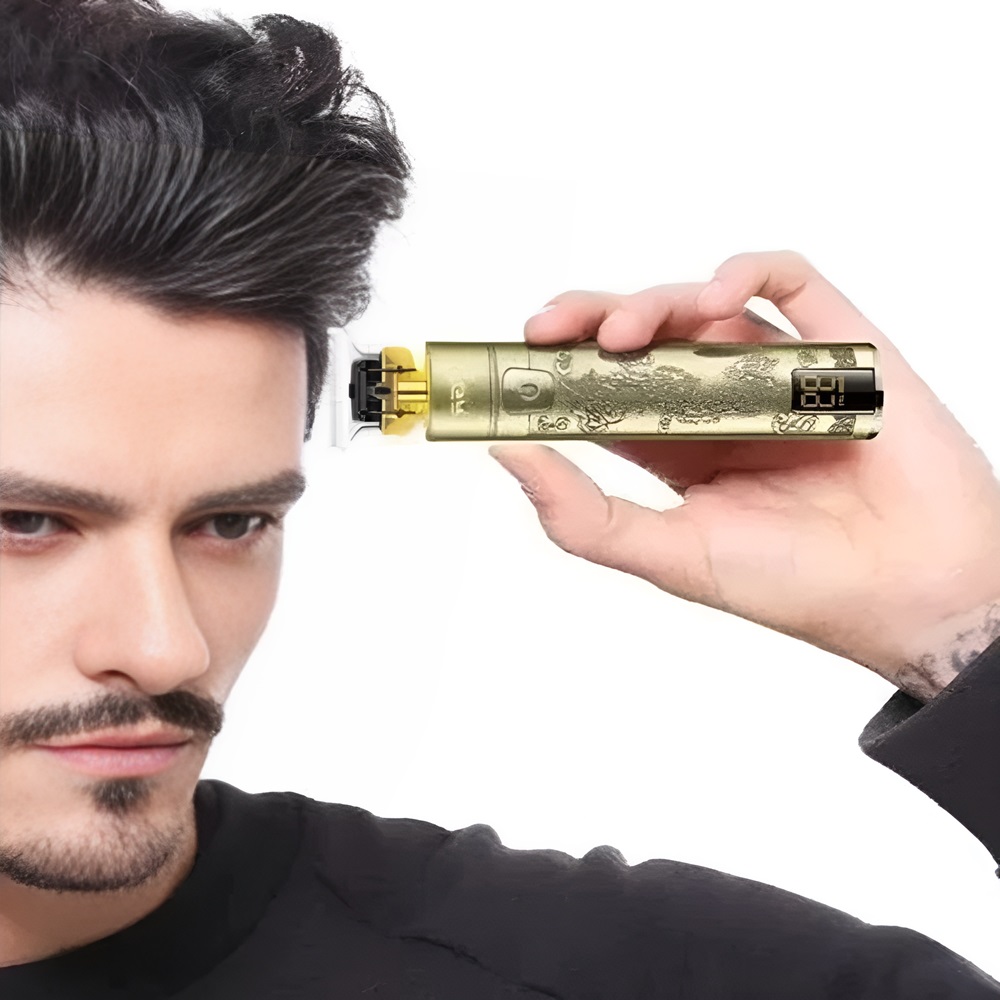 VGR-V076 LED kijelzős gravírozott hajnyíró titánium pengével és cserélhető fejekkel 3