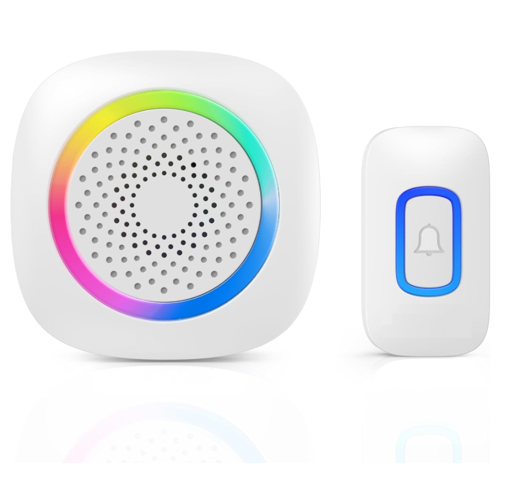 Vezeték nélküli vízálló ajtócsengő RGB fénnyel, 60 csengőhanggal