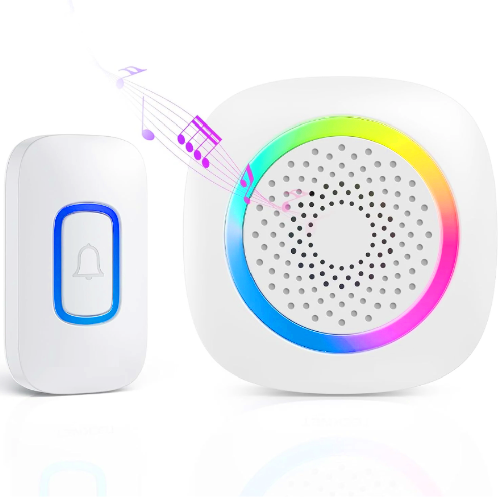 Vezeték nélküli vízálló ajtócsengő RGB fénnyel, 60 csengőhanggal 9