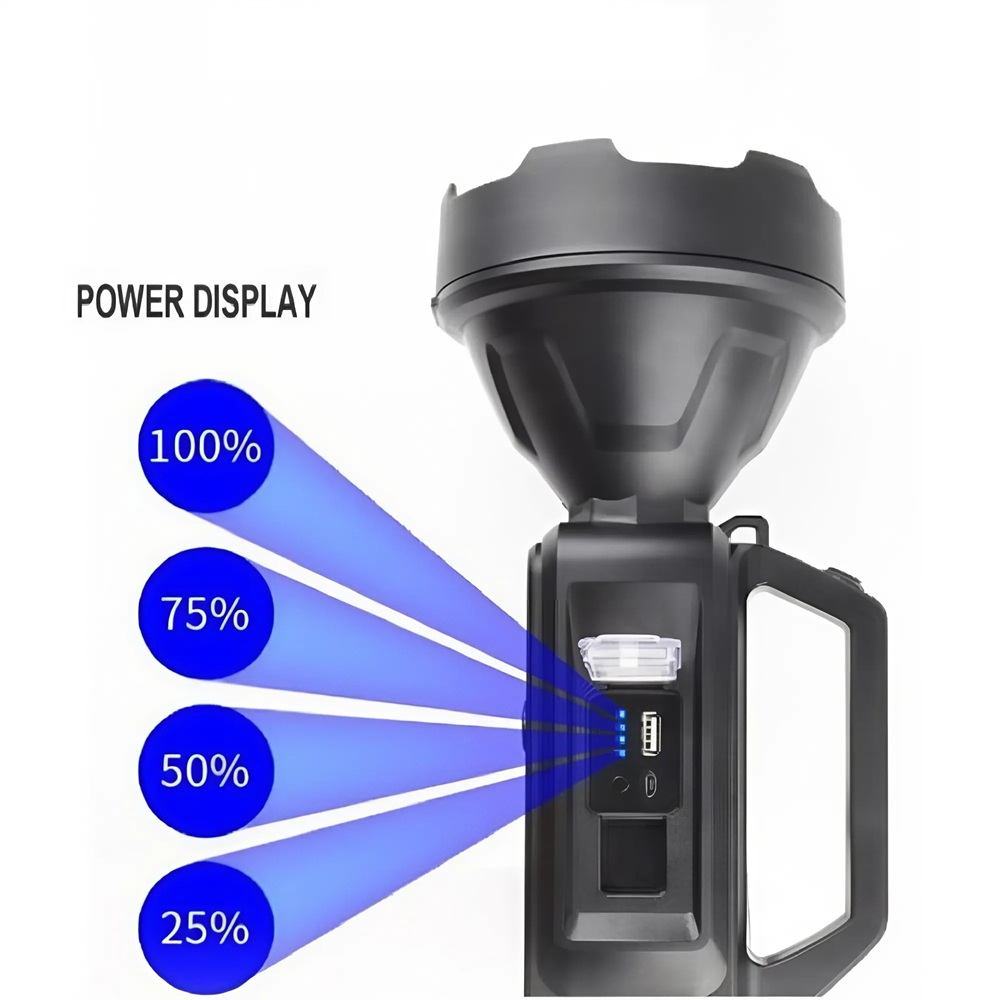 XXL_napenergiás_kézi_lámpa_20W_1200_lumen_fényerő,_20000mAh_akkumulátor,_hideg_fehér_LED_&_COB_technológia2