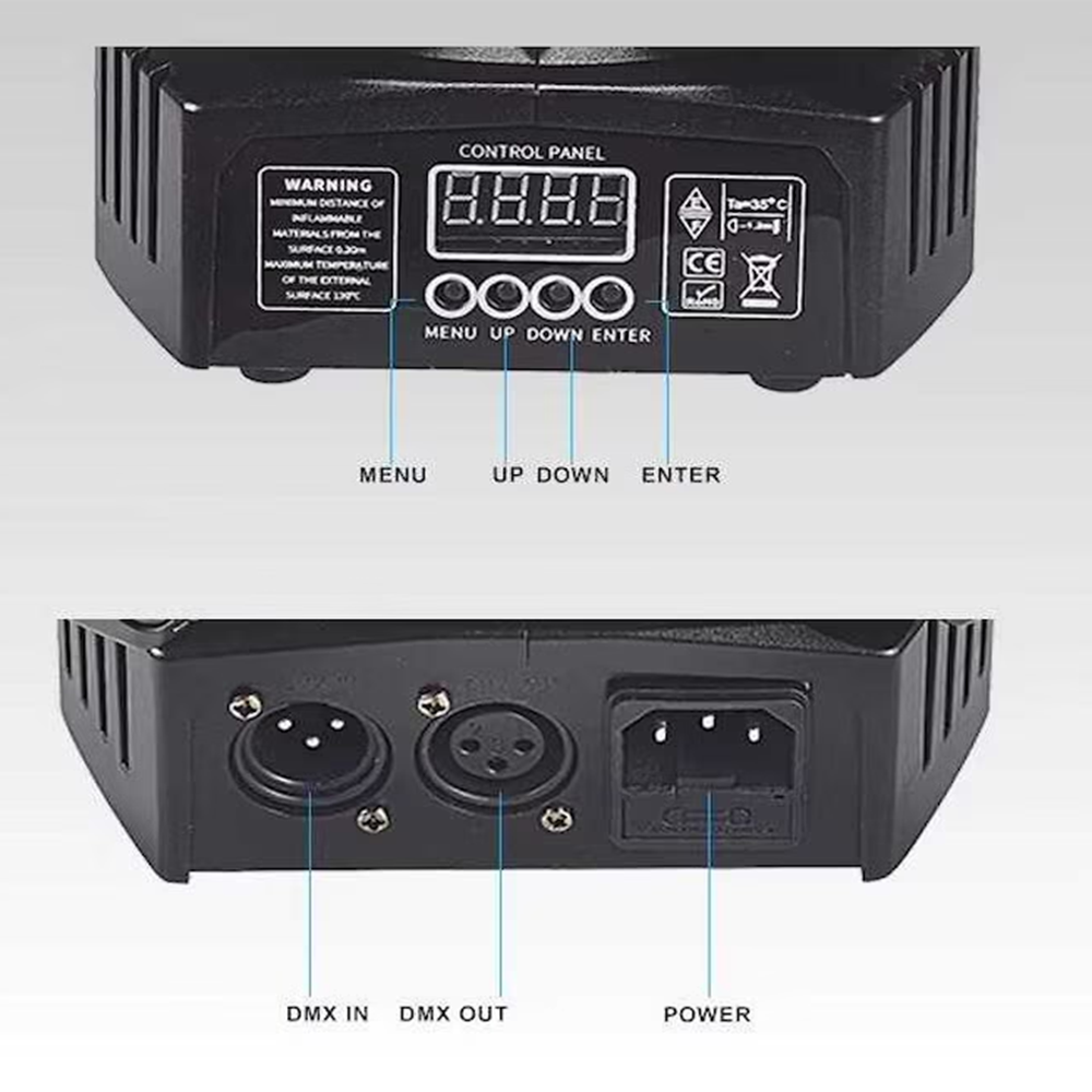 4 karos lézer-LED diszkófény mozgófejes effektekkel – stroboszkóp, hangvezérlés és távirányító-48W (BBD)2