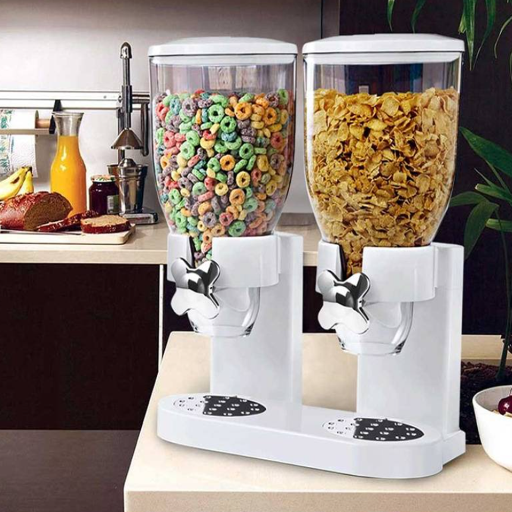 Dupla tartályos műzli- és gabonapelyh adagoló – praktikus reggeli tároló és önkiszolgáló dispenser konyhába (BLLV)2