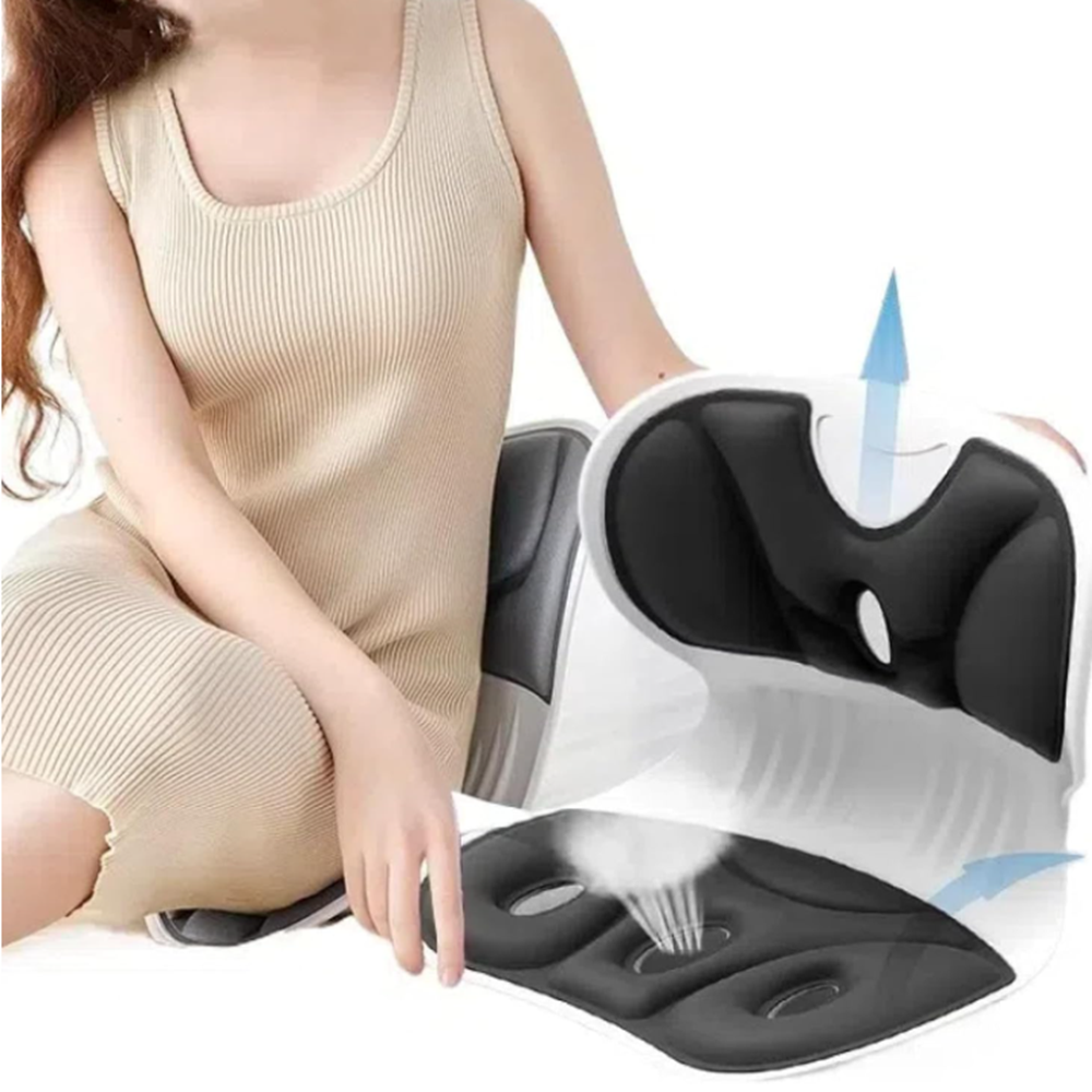 Ergonomikus tartásjavító deréktámasz – székre helyezhető háttámla hátfájás enyhítésére és testtartás javítására, irodába és autóba (BBM)