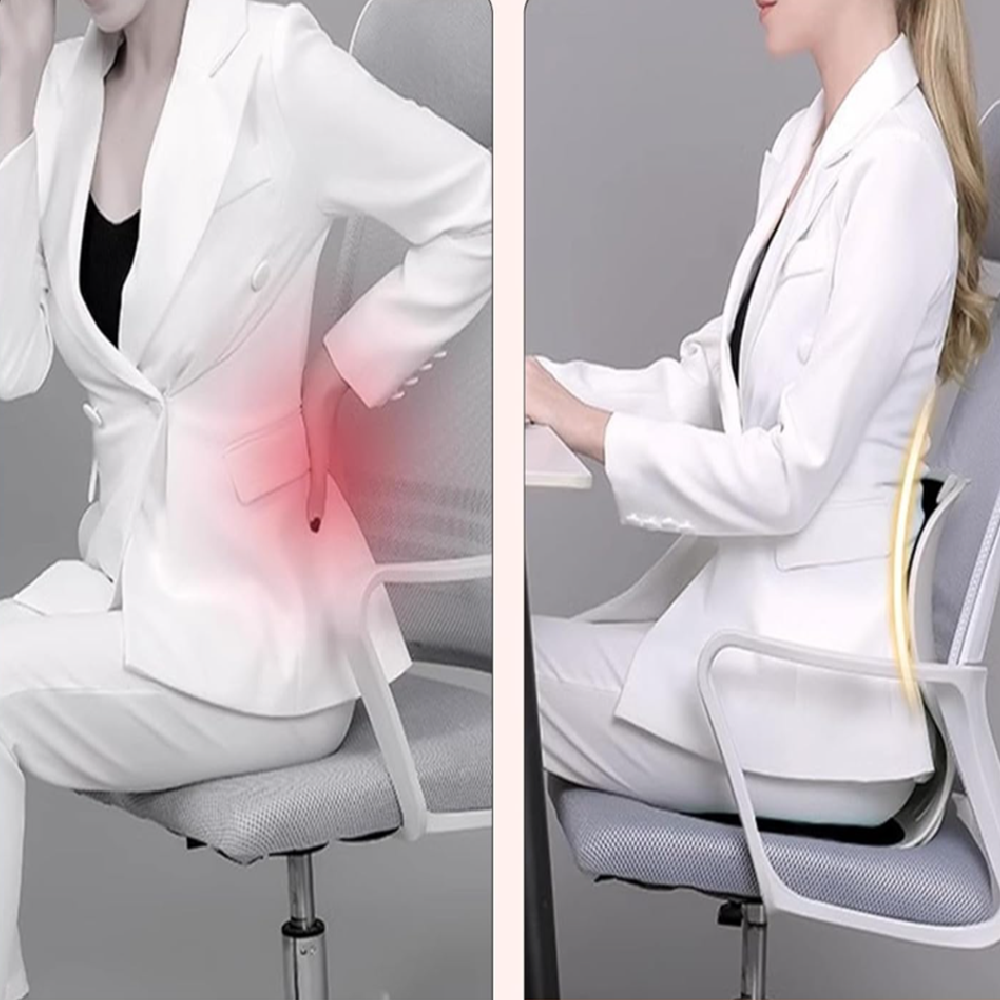 Ergonomikus tartásjavító deréktámasz – székre helyezhető háttámla hátfájás enyhítésére és testtartás javítására, irodába és autóba (BBM)5