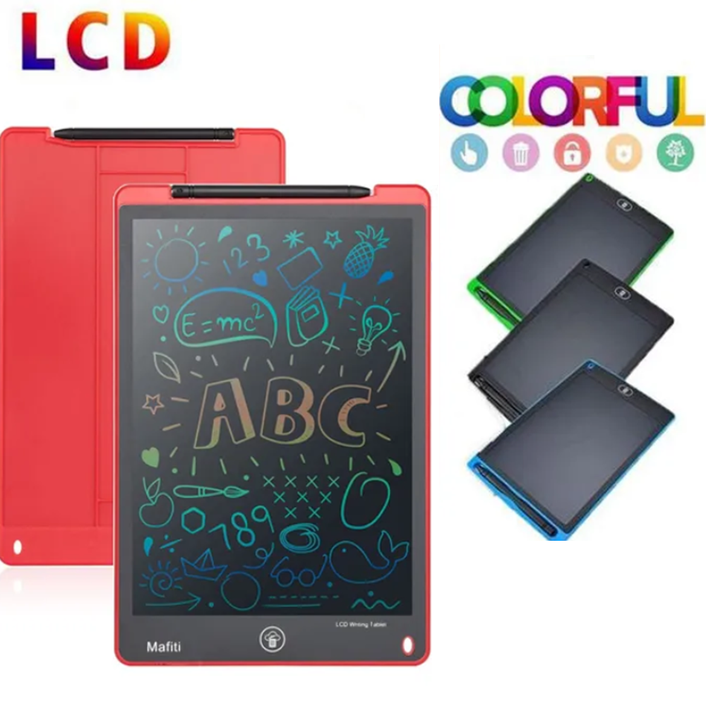 12 hüvelykes LCD színes író- és rajztábla gyerekeknek – törölhető, újraírható digitális fejlesztő játék kisgyermekeknek és óvodásoknak (BBMJ) 3