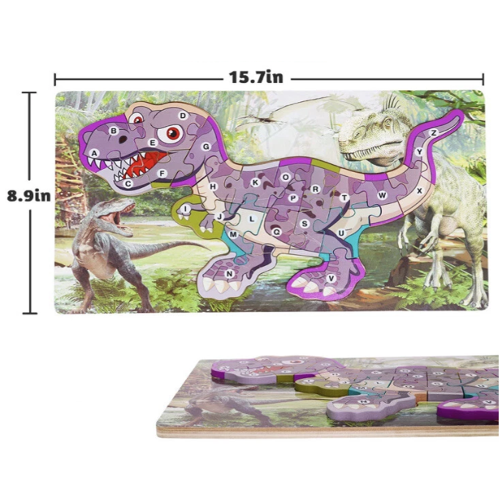 Fa t-rex dinoszaurusz puzzle, 10 db oktató játék kisgyerekeknek (BBMJ) 4