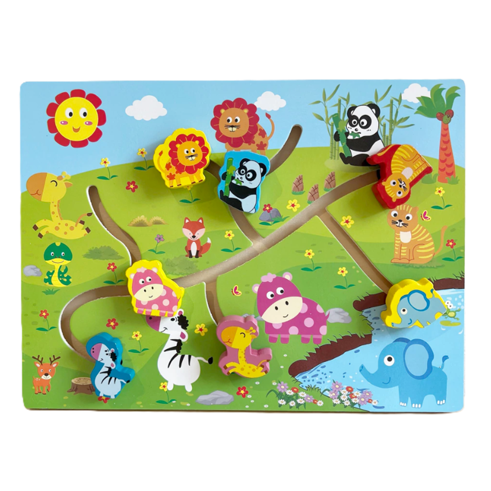 Fajáték útkereső kirakó kisgyermekeknek készségfejlesztő fa puzzle játék (BBMJ) 1