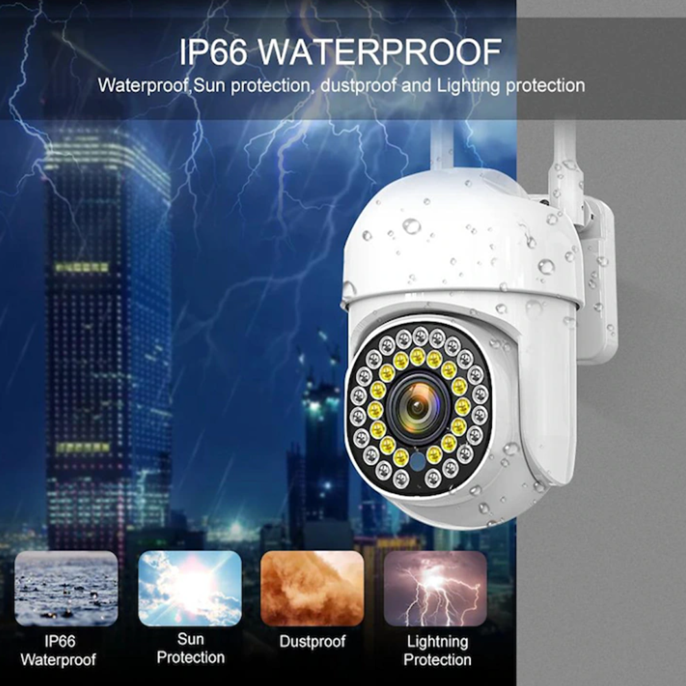 IP Megfigyelőkamera Wi-Fi Full HD 1080p vízálló kétirányú kommunikációval 2MP 3,6 mm objektív IP66 vezeték nélküli 4