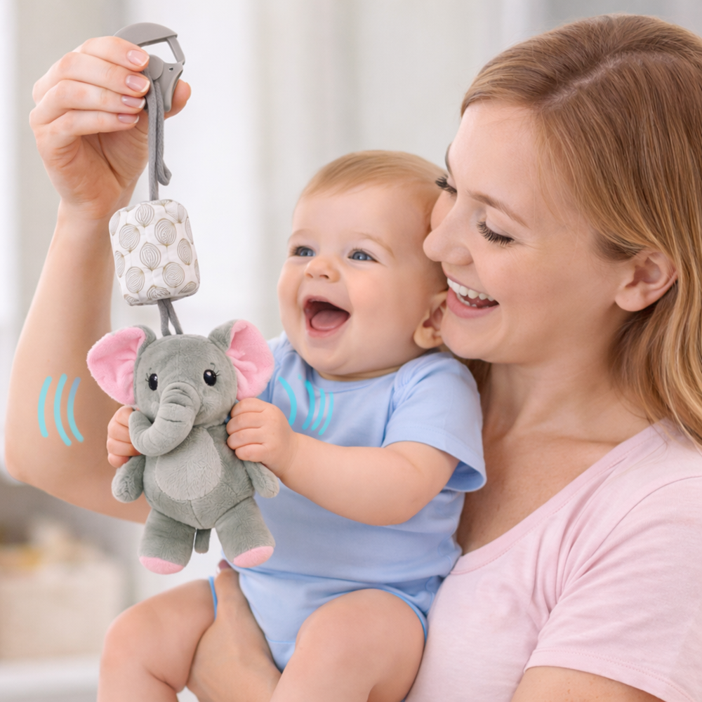 Muki csörgős plüss elefánt babajáték – puha bébi csörgő újszülötteknek 0+ hónaptól (BBMJ) 6