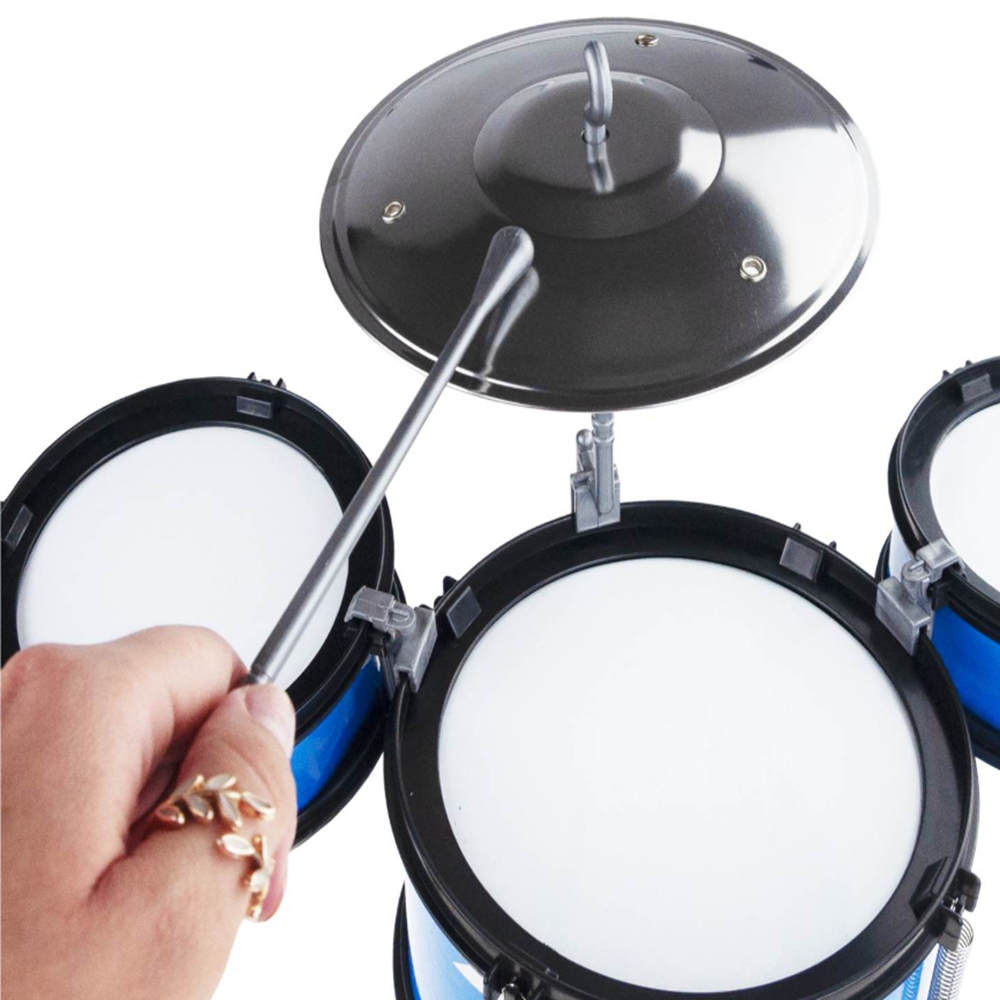 Music world 3 részes gyerek dobfelszerelés székkel – dob szett tányérral és dobverőkkel 3 éves kortól (BBJ) 3