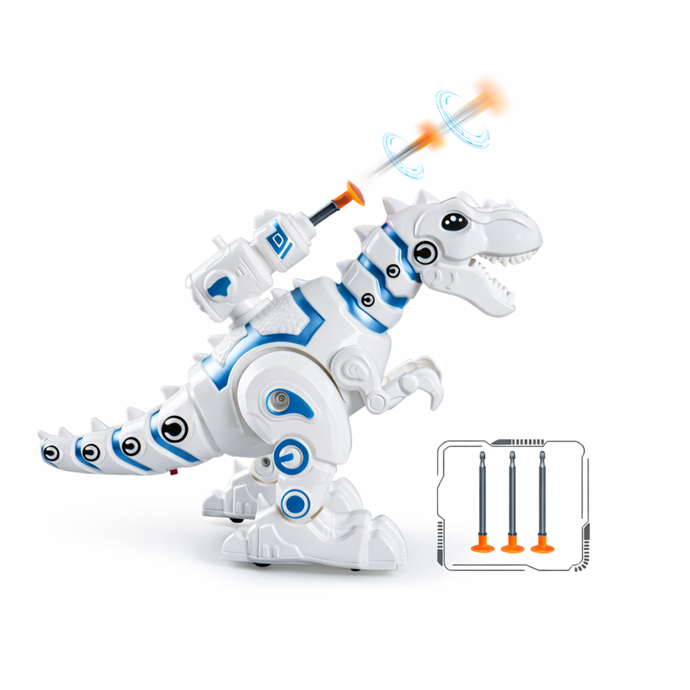 NeoRex interaktív robot dínó – fehér, fény- és hanghatásos játék 22,5×15,5×9 cm (BBJ) 3