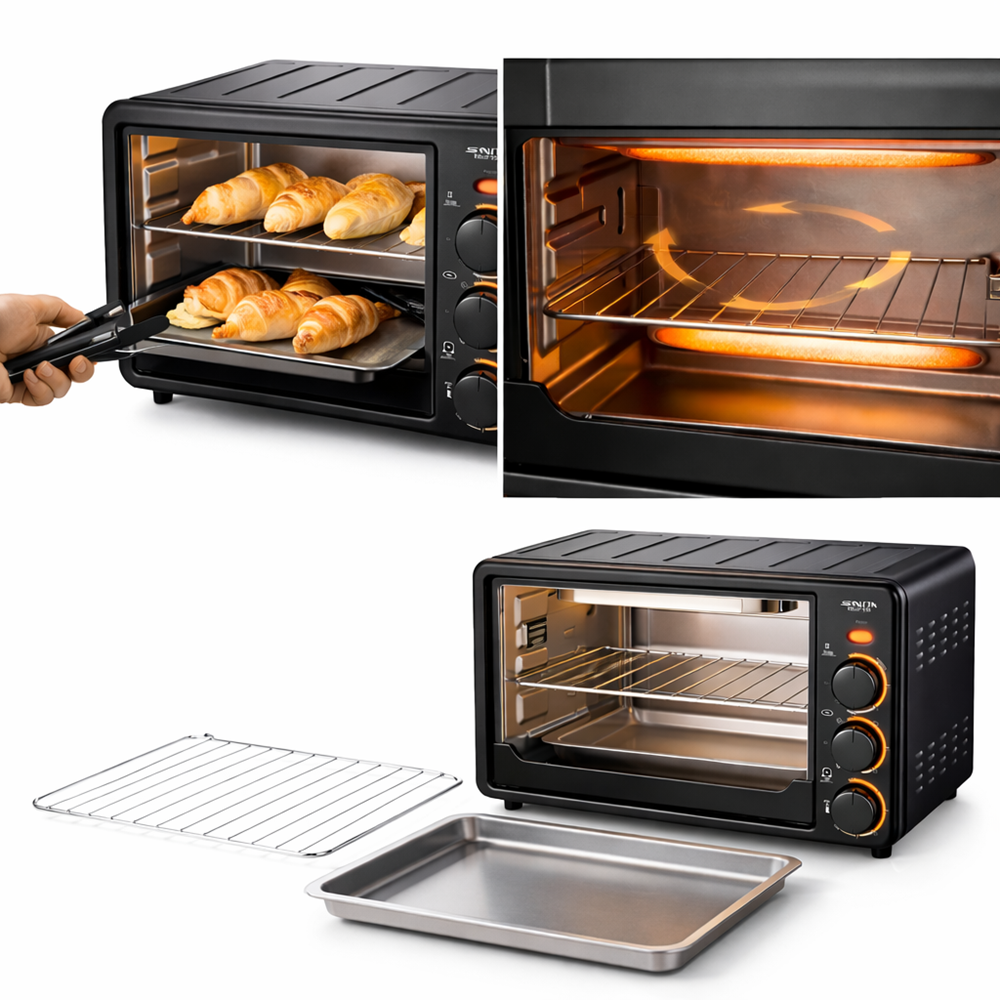 SHINY multifunkciós elektromos sütő 22L, 1000W – kompakt konyhai mini sütő gyors főzéshez (FX) 4 (2)