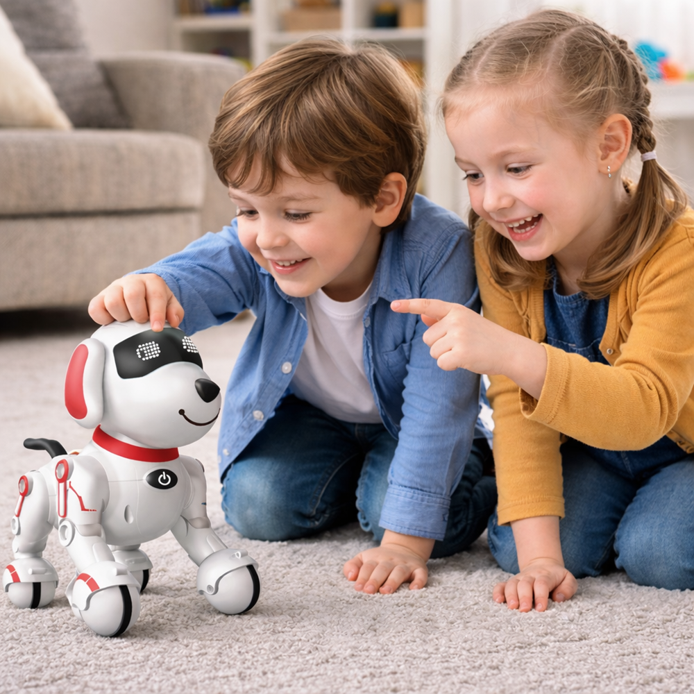 TurboTappancs piros távirányítós robot kutya – interaktív, hang- és fényeffektes, USB újratölthető okos kutyajáték 8 éves kortól (BBJ) 2