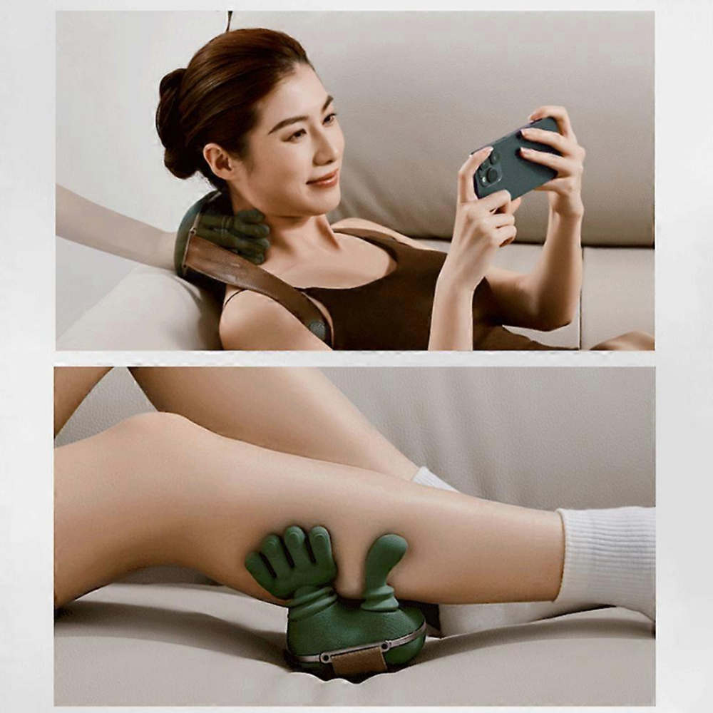 Vezeték nélküli 4D nyakmasszírozó fűtéssel – Hordozható akupresszúrás nyak- és hátmasszírozó, újratölthető váll- és izomlazító készülék (BBD) 2