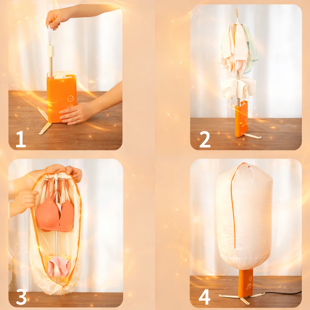 Auslese mini hordozható elektromos ruhaszárító – összecsukható kompakt ruhaszárító 300W teljesítménnyel (BBM) 4