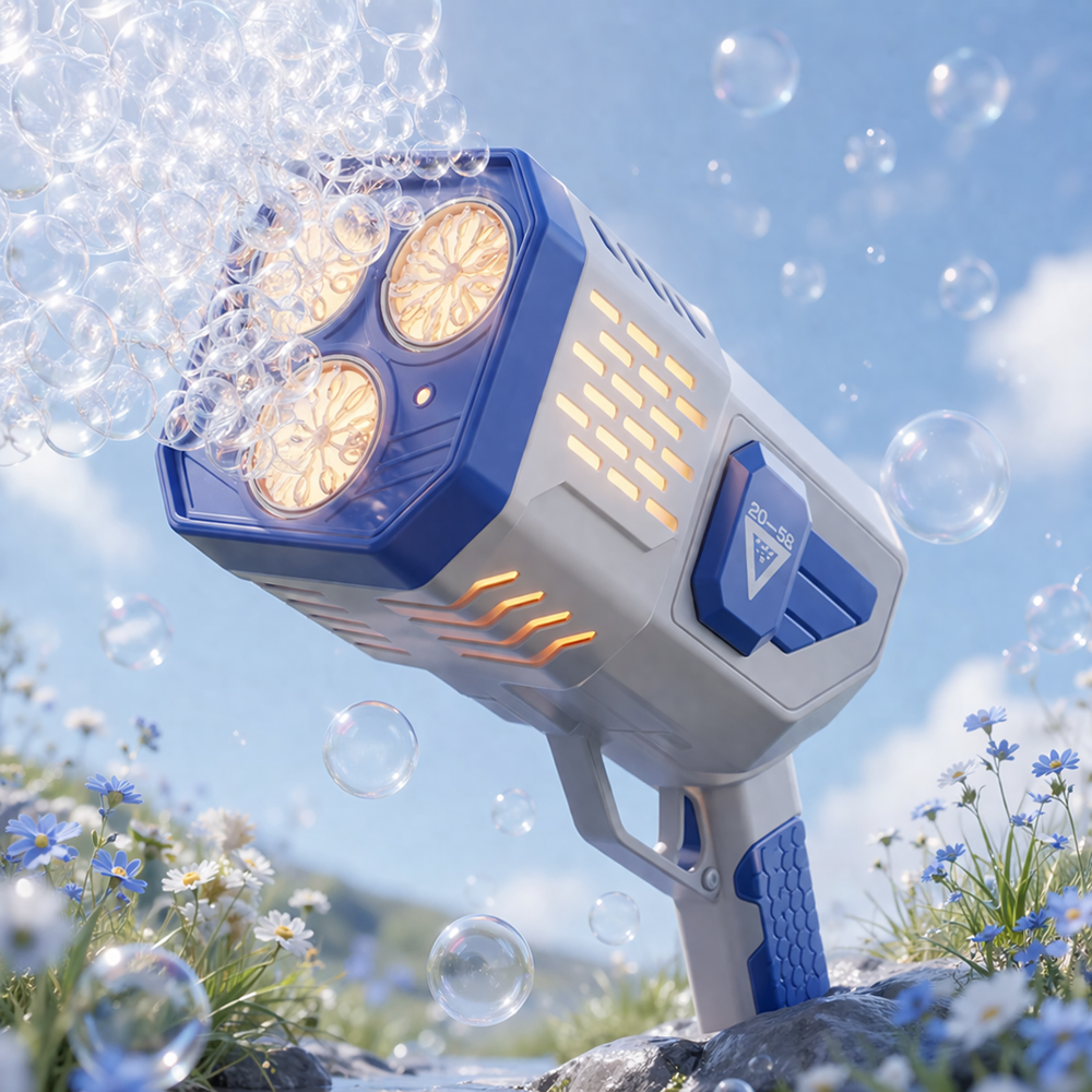 Bubble Gun 36 lyukú LED buborékfújó pisztoly – automata szappanbuborék gép gyerekeknek, kék – 2026 egyik legkeresettebb játéka (BBJ) 4