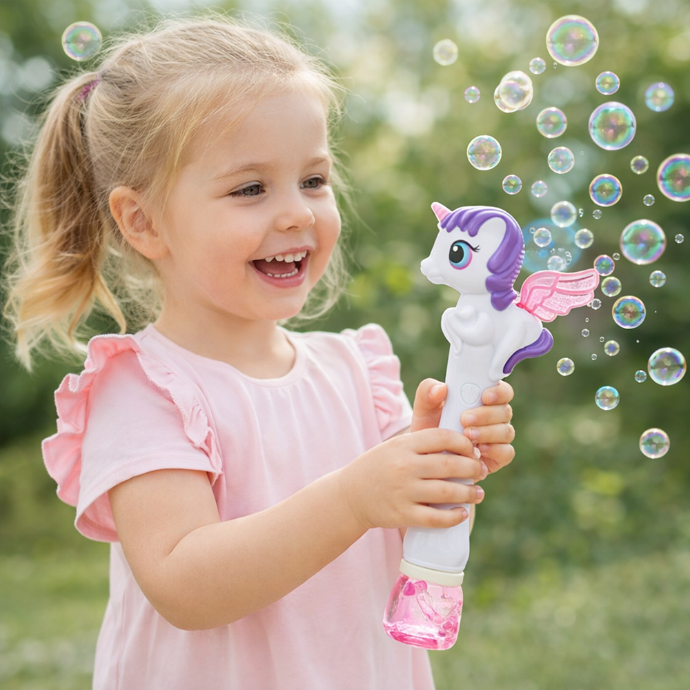 Bubble Wand unikornis buborékfújó pálca – elemes automata szappanbuborék játék gyerekeknek, fehér (BBJ) 2
