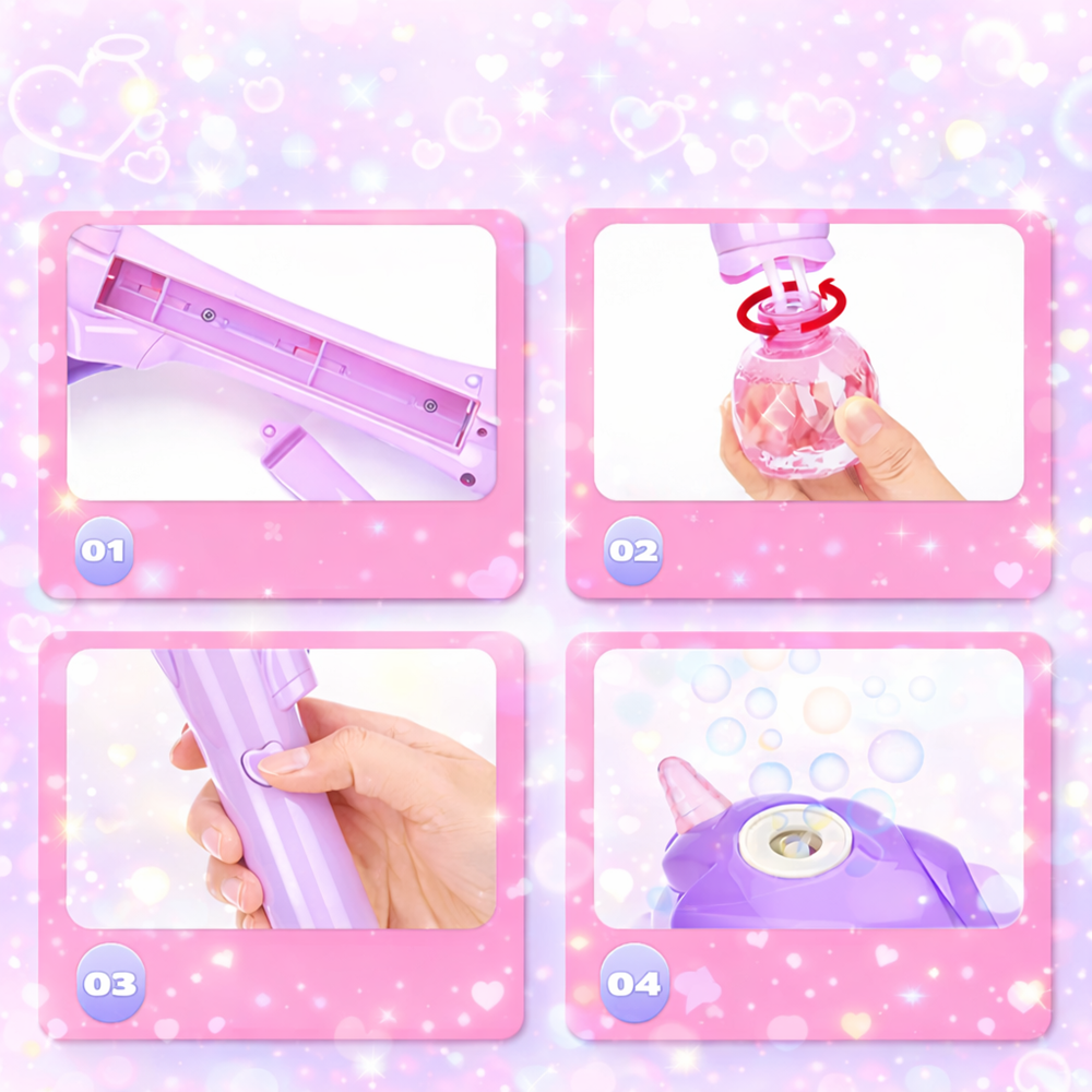 Bubble Wand unikornis buborékfújó pálca – elemes automata szappanbuborék játék gyerekeknek, fehér (BBJ) 3