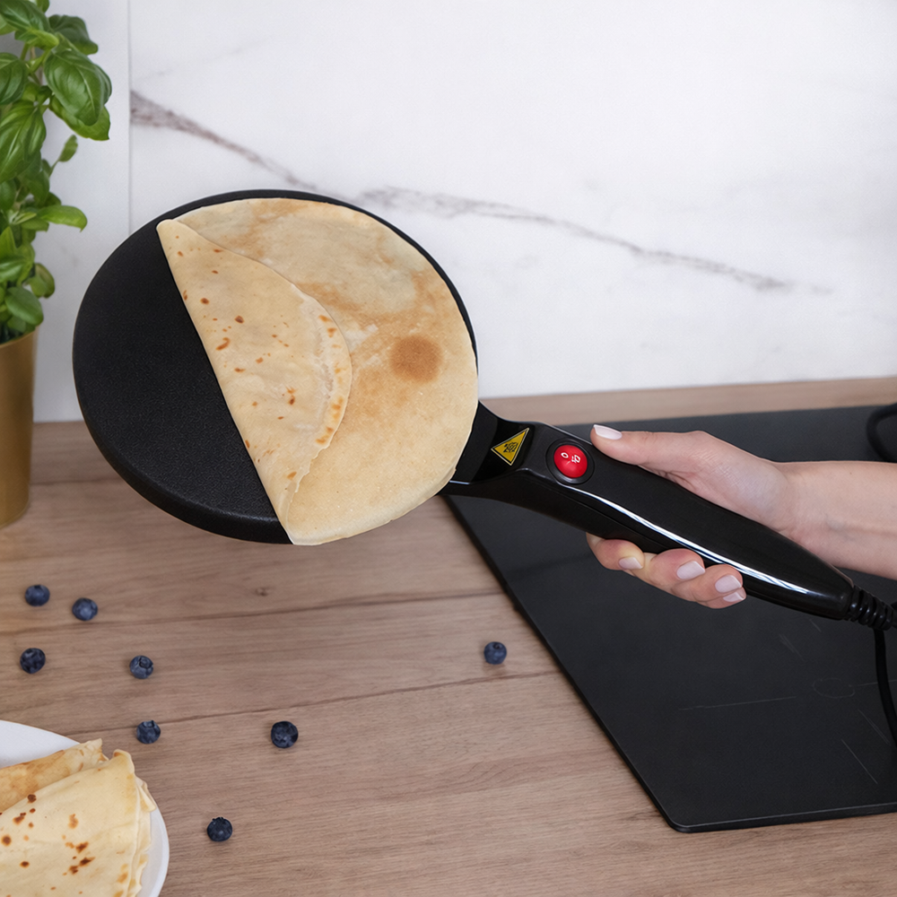 CREPELLA Pro elektromos palacsintasütő és crepe maker – tapadásmentes tortilla sütő, kompakt reggelikészítő (BBE) 2