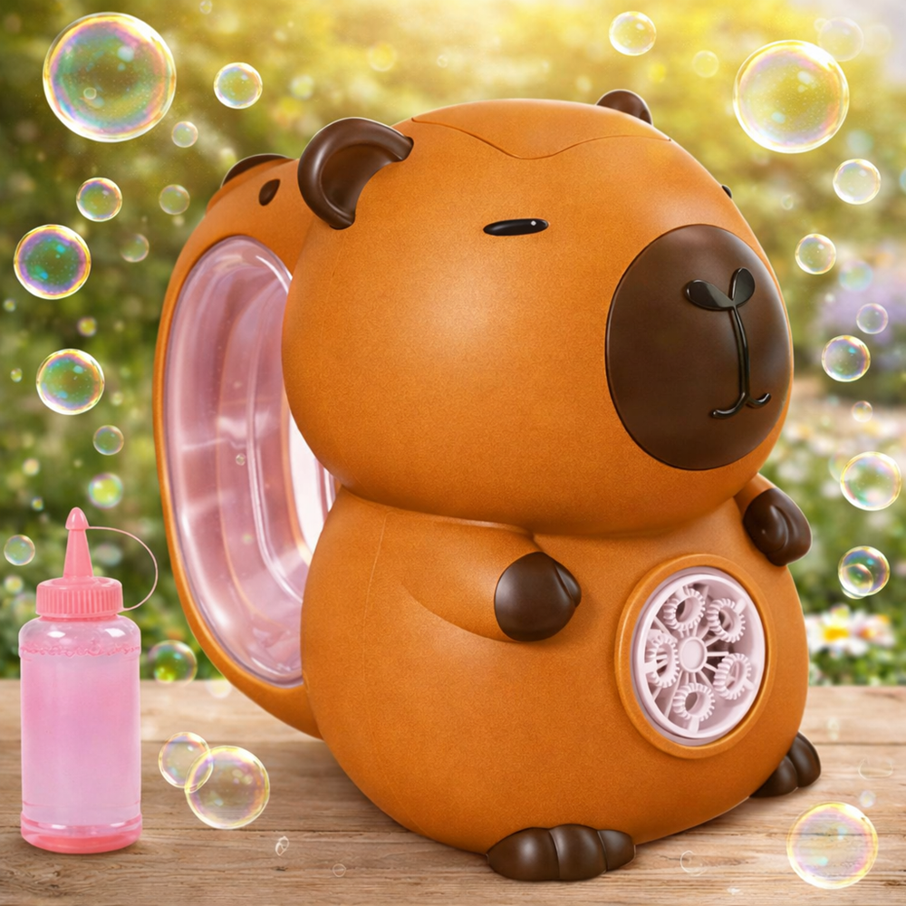 Capybara buborékfújó pisztoly barna – automata buborékfújó játék gyerekeknek, szappanbuborék gép (BBJ) 5