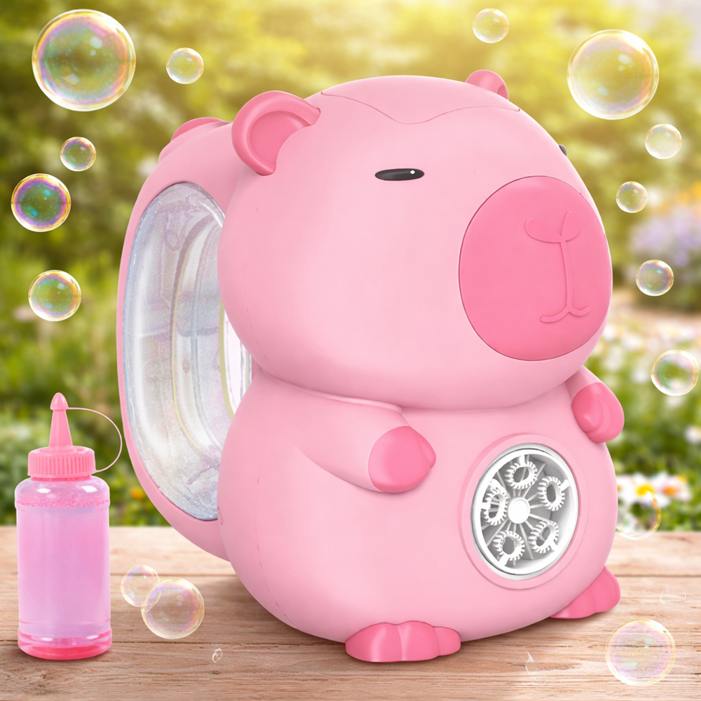 Capybara buborékfújó pisztoly rózsaszín – automata buborékfújó játék gyerekeknek, szappanbuborék gép (BBJ) 5