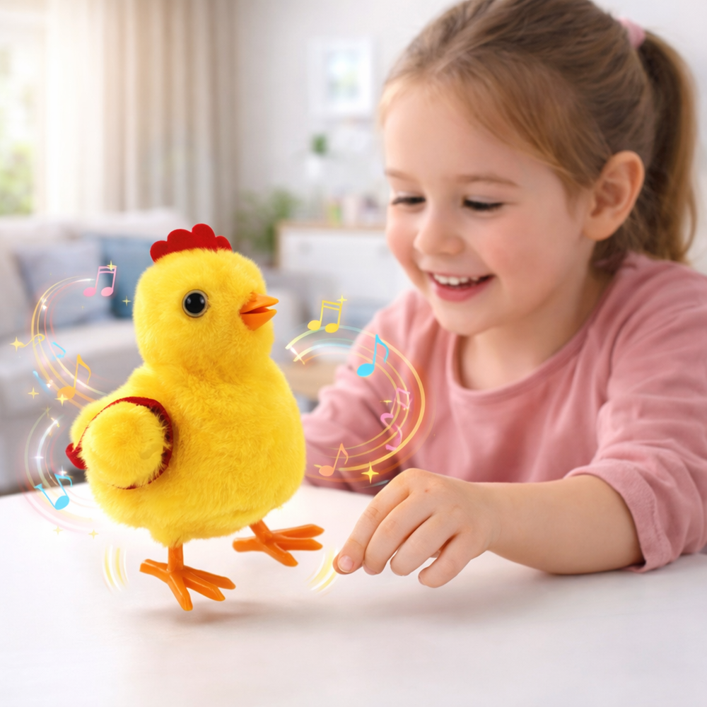 ChickoFun interaktív robot csibe – sétáló és ugráló csirkejáték hanggal és mozgással, elemes játék gyerekeknek 2