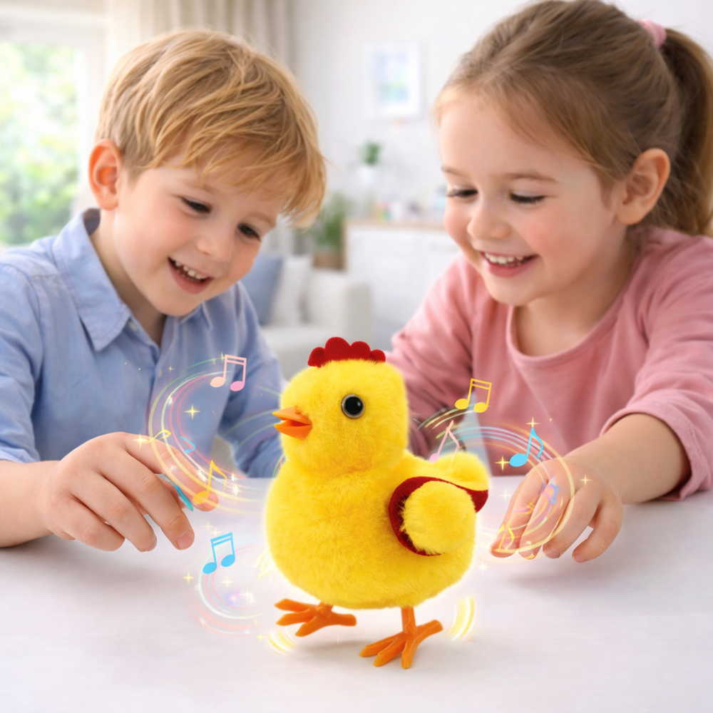 ChickoFun interaktív robot csibe – sétáló és ugráló csirkejáték hanggal és mozgással, elemes játék gyerekeknek 4