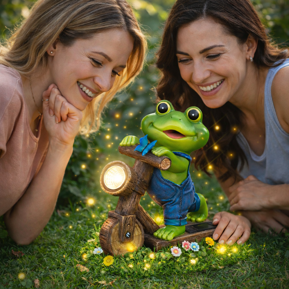 ChlinHuoho napelemes kerti béka lámpa – LED dekoráció, kültéri szolár kerti világítás (BBD) 2