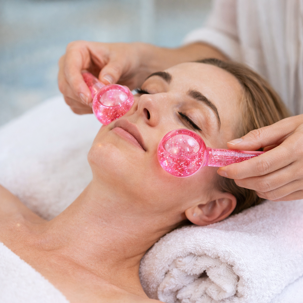 CrystalGlow arc jéggömb kristály masszírozó – hűsítő arcmasszírozó gömbök bőrfeszesítéshez 3