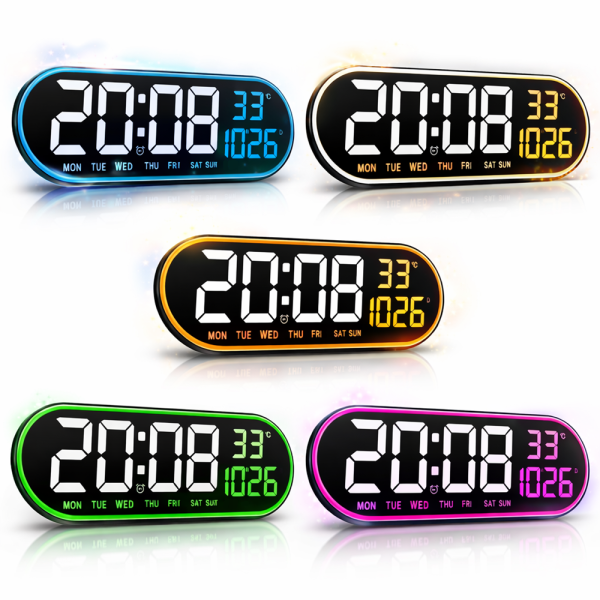 Digitális LED falióra GH8021 – nagy kijelzős, távirányítós elektronikus óra, modern design (BBD) 1