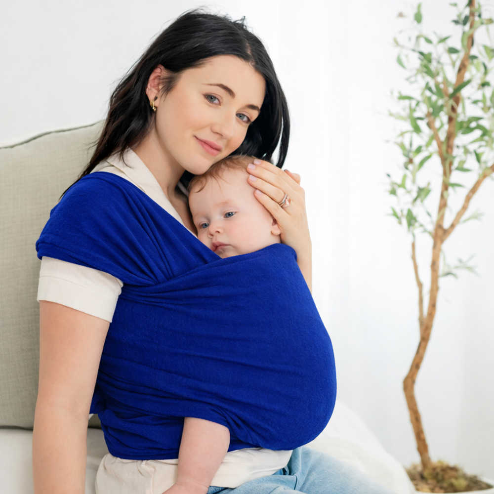 Ergonomikus babahordozó újszülötteknek – állítható, kéz nélküli használat, kék (BBM) 2